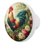 かわいい素朴/ヴィンテージのオンドリ セラミックノブ (右)