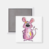 かわいい紫お洒落のネズミ マグネット (正面/裏面)