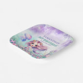 かわいい紫とティール（緑がかった色）人魚の夏の第1誕生日 ペーパープレート (傾斜あり)