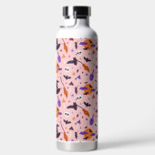 かわいい紫とピンクのハロウィンパターン ウォーターボトル (右面)