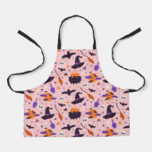 かわいい紫とピンクのハロウィンパターン エプロン (正面)