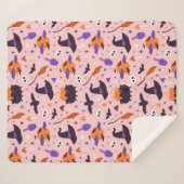 かわいい紫とピンクのハロウィンパターン シェルパブランケット (正面(横))