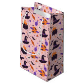 かわいい紫とピンクのハロウィンパターン スモールペーパーバッグ (裏面アングル)