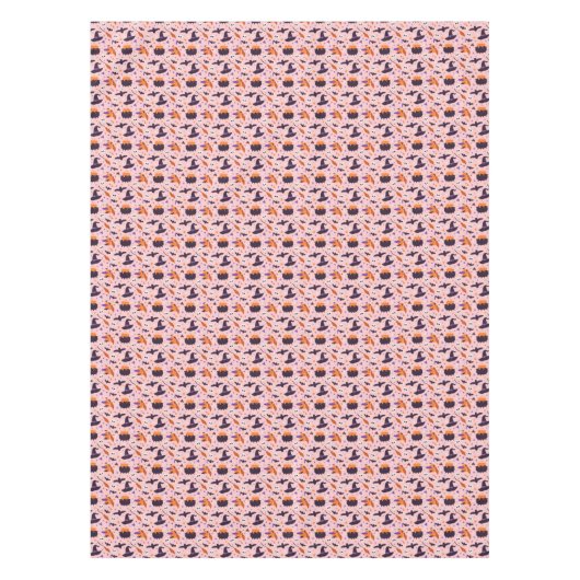 かわいい紫とピンクのハロウィンパターン テーブルクロス (正面)