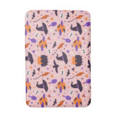 かわいい紫とピンクのハロウィンパターン バスマット (正面縦)