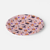 かわいい紫とピンクのハロウィンパターン ペーパープレート (アングル)