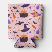 かわいい紫とピンクのハロウィンパターン 缶クーラー (正面)