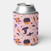かわいい紫とピンクのハロウィンパターン 缶クーラー (缶裏面)