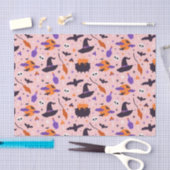 かわいい紫とピンクのハロウィンパターン 薄葉紙 (クラフト)