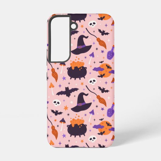 かわいい紫とピンクのハロウィンパターン SAMSUNG GALAXYケース (裏面)
