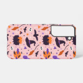 かわいい紫とピンクのハロウィンパターン SAMSUNG GALAXYケース (裏面横)