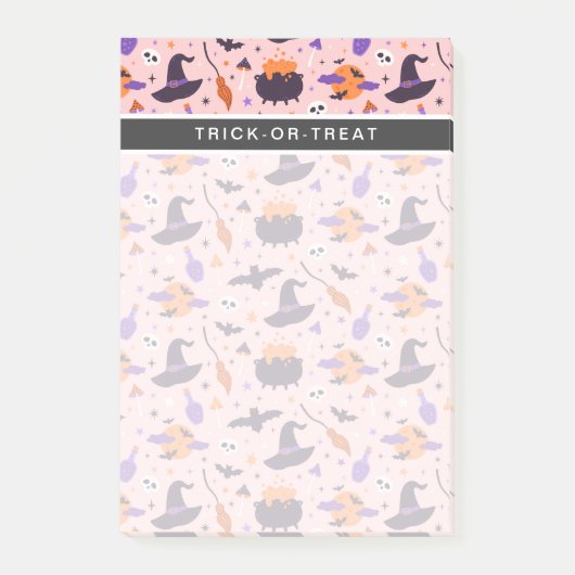 かわいい紫とピンクのハロウィーンパターン ポストイット (正面)