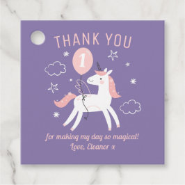 かわいい紫とピンクのユニコーン誕生日ありがとう フェイバータグ