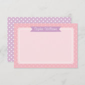 かわいい紫とピンクの水玉模様パーソナライズされた名 ノートカード (正面/裏面)