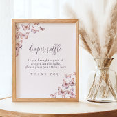 かわいい紫とピンクの蝶おむつラッフル ポスター