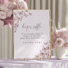 かわいい紫とピンクの蝶おむつラッフル ポスター