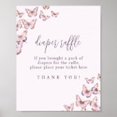 かわいい紫とピンクの蝶おむつラッフル ポスター (正面)