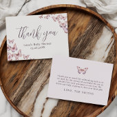 かわいい紫とピンクの蝶の赤ちゃんシャワーフラット サンキューカード