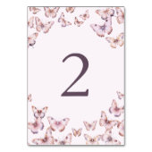 かわいい紫とピンクの蝶の赤ちゃんシャワー テーブルナンバー (正面)