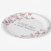 かわいい紫とピンクの蝶の赤ちゃんシャワー ペーパープレート (アングル)