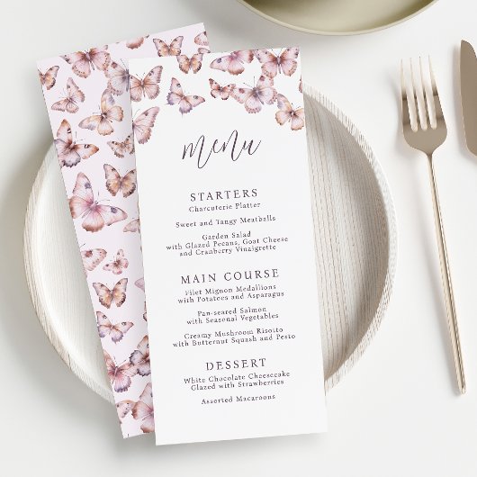 かわいい紫とピンクの蝶の赤ちゃんシャワー メニュー