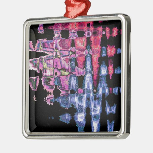 かわいい紫と灰色と黒の水彩画 メタルオーナメント (左)