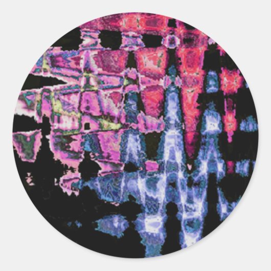 かわいい紫と灰色と黒の水彩画 ラウンドシール (正面)