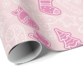 かわいい紫と白のクッキーピンクのクリスマス ラッピングペーパー (ロールコーナー)