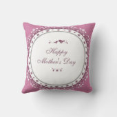 かわいい紫と白のハートと花の母の日 クッション (裏面)