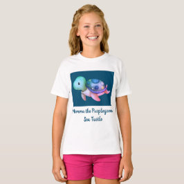 かわいい紫と緑のミムマウミガメTシャツ Tシャツ