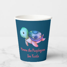 かわいい紫と緑のミムマザウミガメ 紙コップ