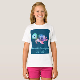かわいい紫と緑のミムマザウミガメ Tシャツ