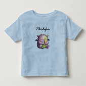 かわいい紫と緑のモンスターの友達 トドラーTシャツ (正面)