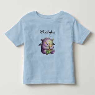 かわいい紫と緑のモンスターの友達 トドラーTシャツ