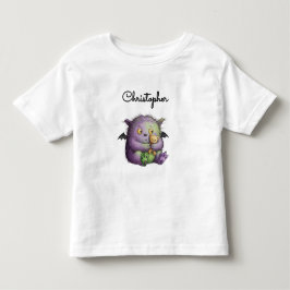 かわいい紫と緑のモンスターの友達 トドラーTシャツ