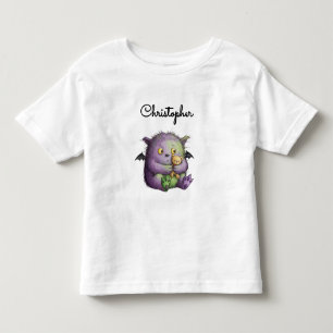 かわいい紫と緑のモンスターの友達 トドラーTシャツ
