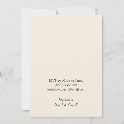 かわいい紫と緑の赤ちゃんシャワー招待状 招待状 (裏面)