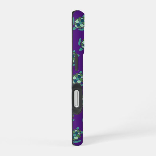 かわいい紫と緑航海ののウミガメ iPhone 16ケース (右側面)