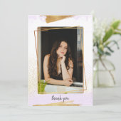 かわいい紫と金ゴールド額卒業ありがとう 招待状 (スタンド正面)