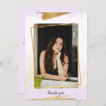 かわいい紫と金ゴールド額卒業ありがとう