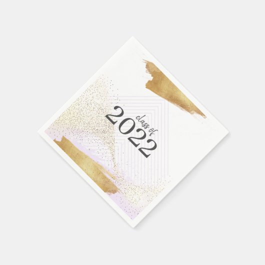 かわいい紫と金ゴールド額卒業パーティー スタンダードカクテルナプキン (角)