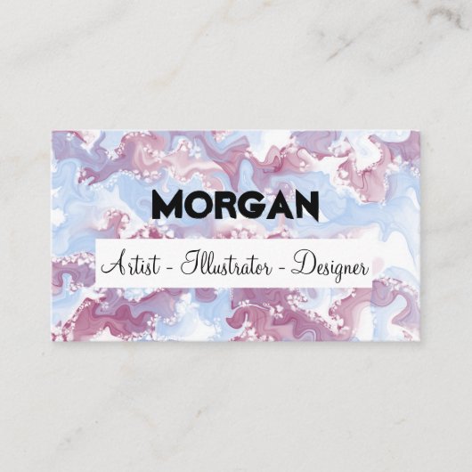 かわいい紫と青アルコールインクアート名刺 名刺 (正面)