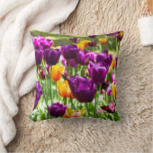かわいい紫と黄色のチューリップ クッション (ブランケット)