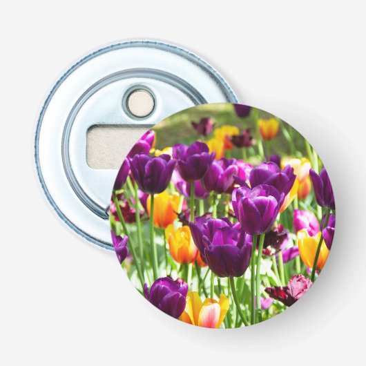 かわいい紫と黄色のチューリップ 栓抜き (正面)