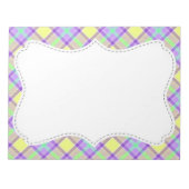 かわいい紫と黄色の格子縞 ノートパッド (正面)