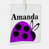 かわいい紫のてんとう虫の名前入り セラミックオーナメント (右)
