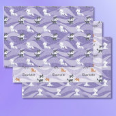 かわいい紫のキツネクマ追加の名前クリスマスクワイイ ラッピングペーパーシート