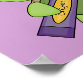 かわいい紫のクレヨン ポスター (角)