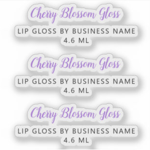 かわいい紫のスクリプトクリームリップグロスメイクアップ シール