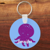 かわいい紫のタコパーソナライズされたの名前 キーホルダー (正面)